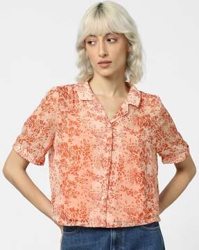 micro print shirt with spread collar