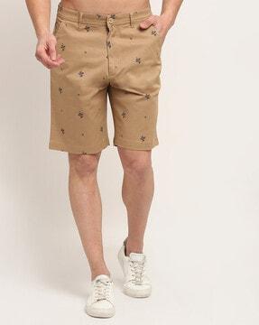 micro print shorts with insert pockets