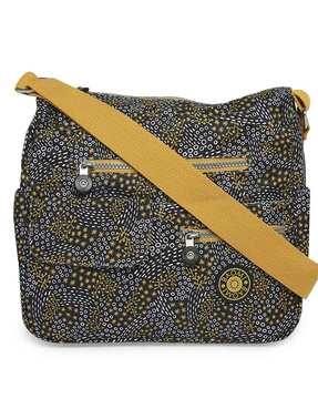 micro print shoulder bag with front zip