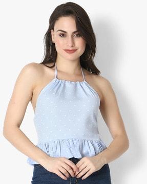 micro print sleeveless top