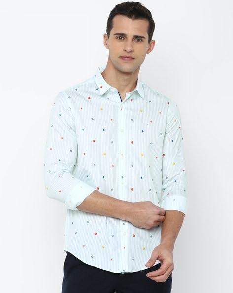 micro print slim fit cotton shirt