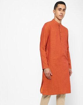 micro print slim fit kurta with pocket