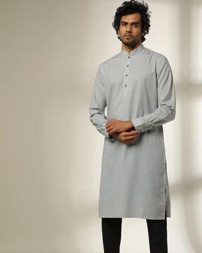 micro print slim fit kurta