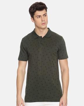 micro print slim fit polo t-shirt