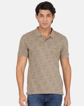 micro print slim fit polo t-shirt