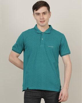 micro print slim fit polo t-shirt