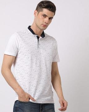 micro print slim fit polo t-shirt