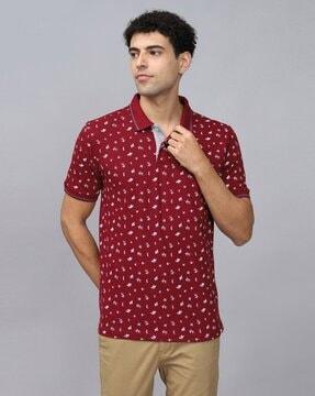 micro print slim fit polo t-shirt