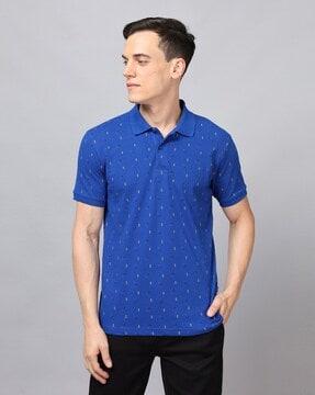 micro print slim fit polo t-shirt