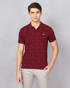 micro print slim fit polo t-shirt