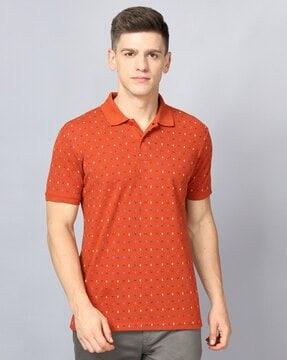 micro print slim fit polo t-shirt