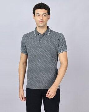 micro print slim fit polo t-shirt