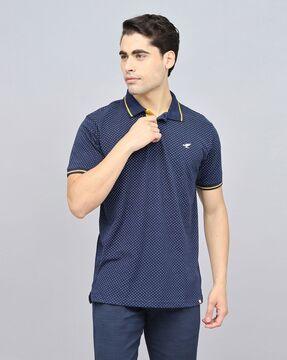 micro print slim fit polo t-shirt