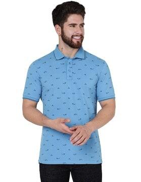 micro print slim fit polo t-shirt