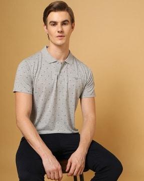 micro print slim fit polo t-shirt