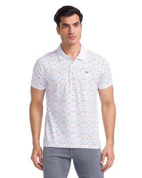 micro print slim fit polo t-shirt