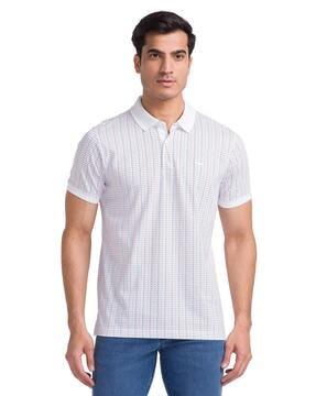 micro print slim fit polo t-shirt