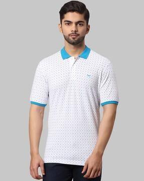 micro print slim fit polo t-shirt