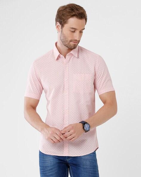 micro print slim fit shirt with patch pocket