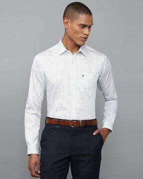 micro print slim fit shirt with patch pocket