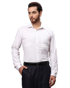 micro print slim fit shirt with patch pocket