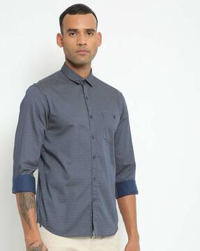 micro print slim fit shirt