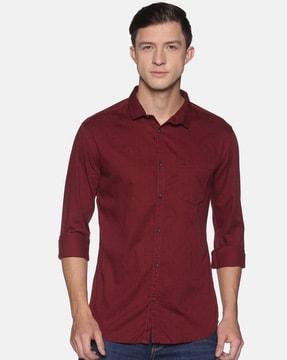 micro print slim fit shirt