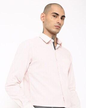 micro print slim fit shirt