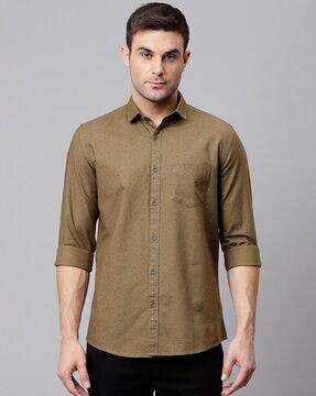 micro print slim fit shirt