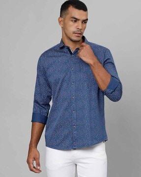 micro print slim fit shirt