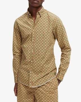 micro print slim fit shirt