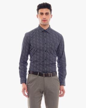 micro print slim fit shirt