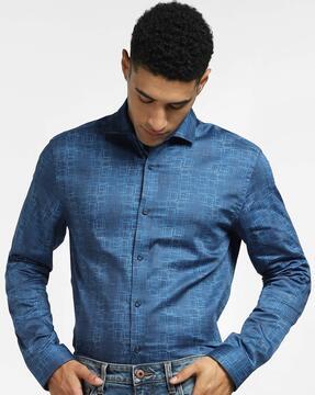 micro print slim fit shirt