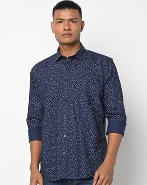 micro print slim fit shirt