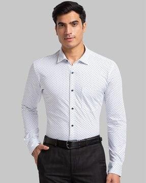 micro print slim fit shirt