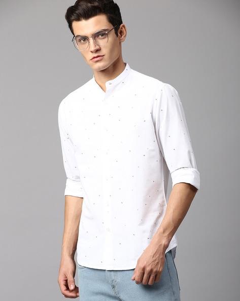 micro print slim fit shirt