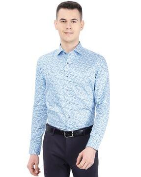 micro print slim fit shirt