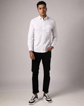 micro print slim fit shirt