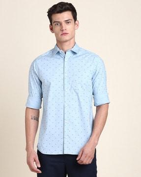 micro print slim fit shirt