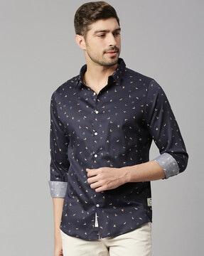 micro-print slim fit shirt