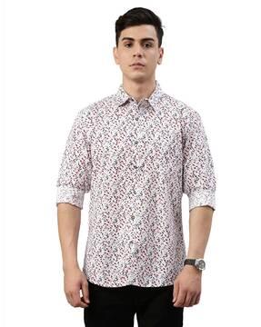 micro print slim fit shirt