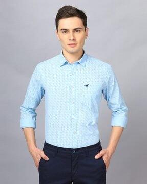 micro print slim fit shirt