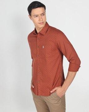 micro print slim fit shirt