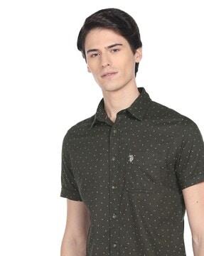 micro print slim fit shirt