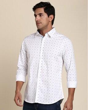 micro print slim fit shirt