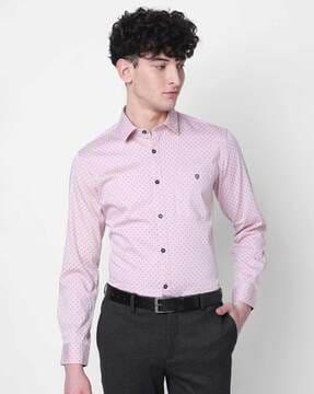 micro print slim fit shirt