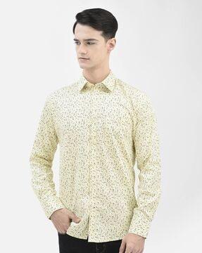 micro print slim fit shirt