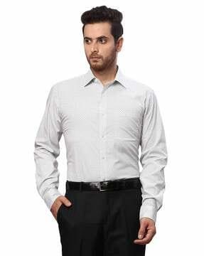 micro-print slim-fit shirt