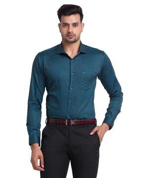 micro print slim fit shirt