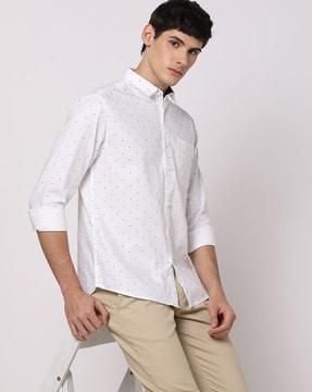 micro print slim fit shirt